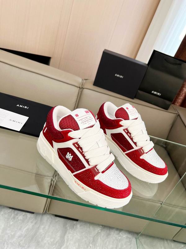 AMIRI Red & White Shimmer Low-Top Sneakers