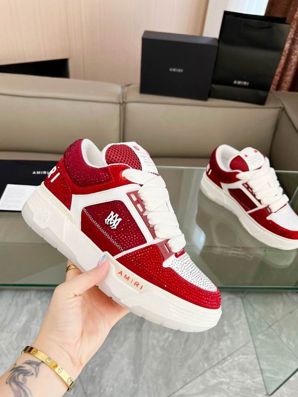 AMIRI Red & White Shimmer Low-Top Sneakers