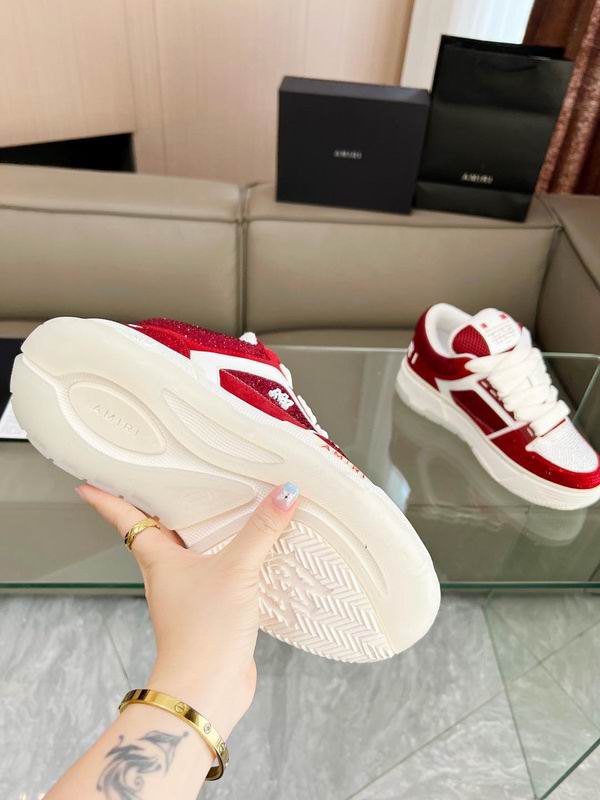 AMIRI Red & White Shimmer Low-Top Sneakers