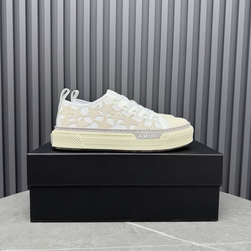 AMIRI White & Cream Low-Top Sneakers with Shimmering Stars