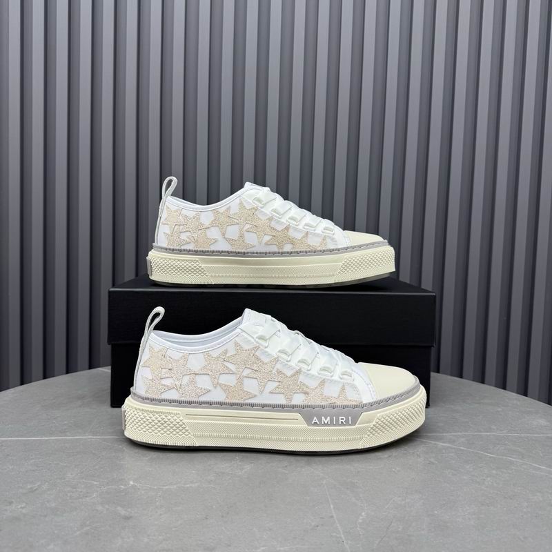 AMIRI White & Cream Low-Top Sneakers with Shimmering Stars