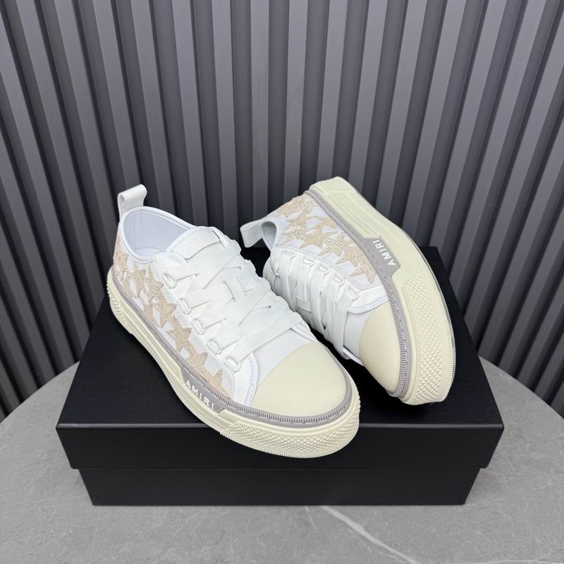 AMIRI White & Cream Low-Top Sneakers with Shimmering Stars