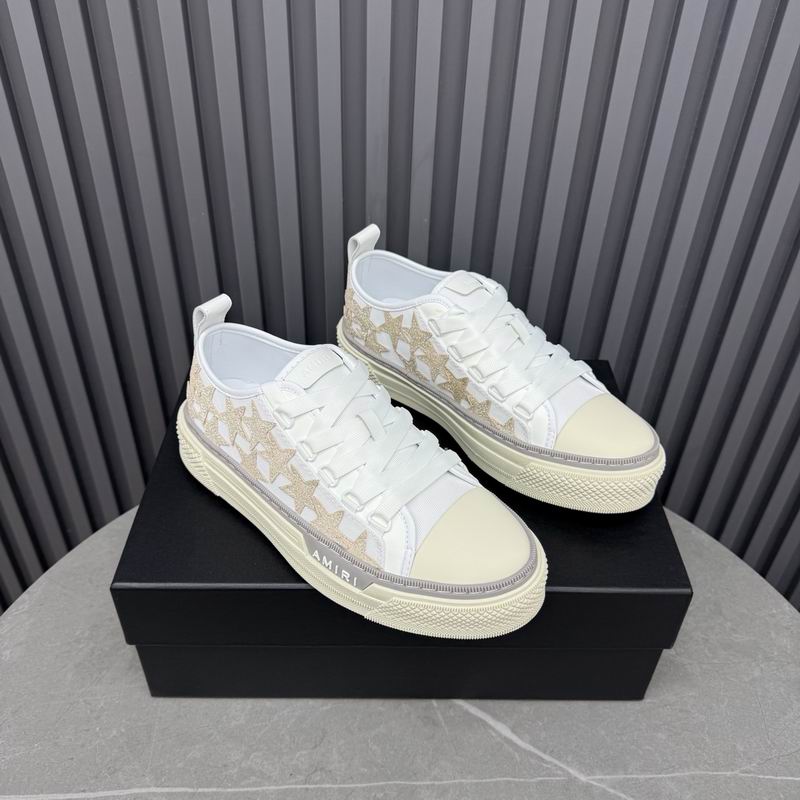 AMIRI White & Cream Low-Top Sneakers with Shimmering Stars