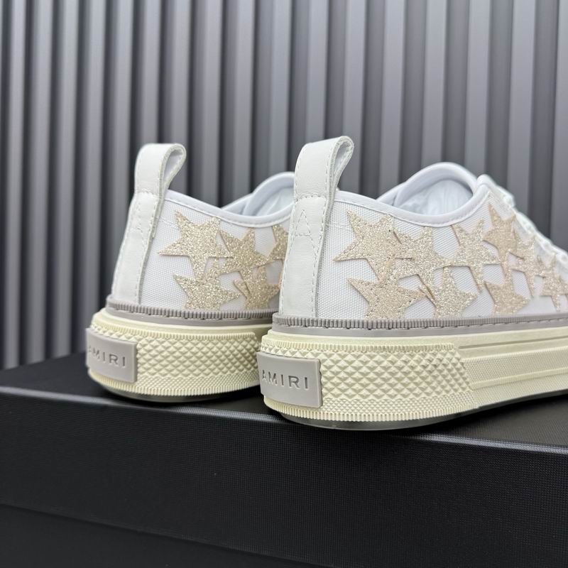 AMIRI White & Cream Low-Top Sneakers with Shimmering Stars