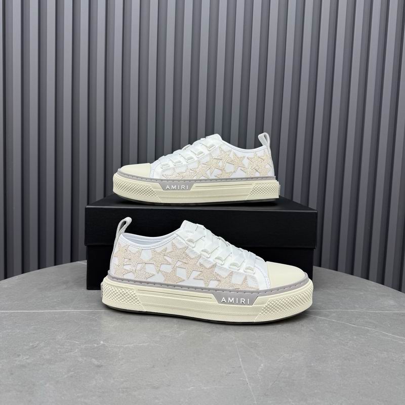 AMIRI White & Cream Low-Top Sneakers with Shimmering Stars