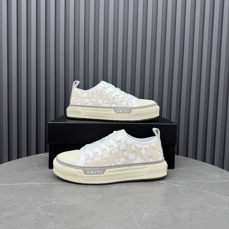AMIRI White & Cream Low-Top Sneakers with Shimmering Stars