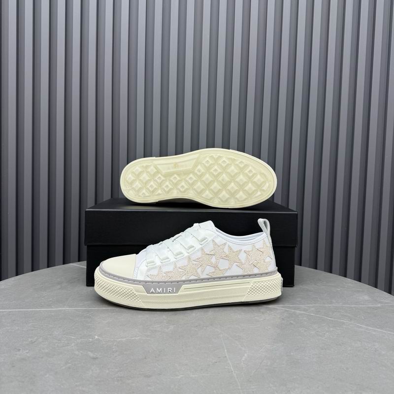 AMIRI White & Cream Low-Top Sneakers with Shimmering Stars
