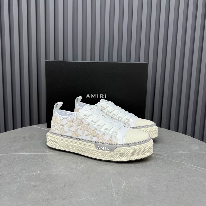 AMIRI White & Cream Low-Top Sneakers with Shimmering Stars
