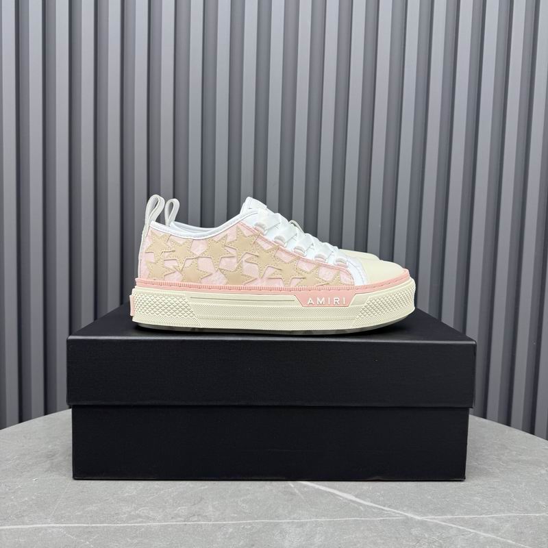 AMIRI White & Pink Low-Top Sneakers with Beige Star Details