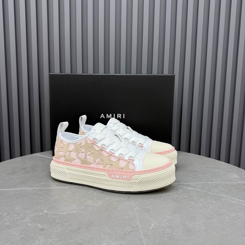 AMIRI White & Pink Low-Top Sneakers with Beige Star Details