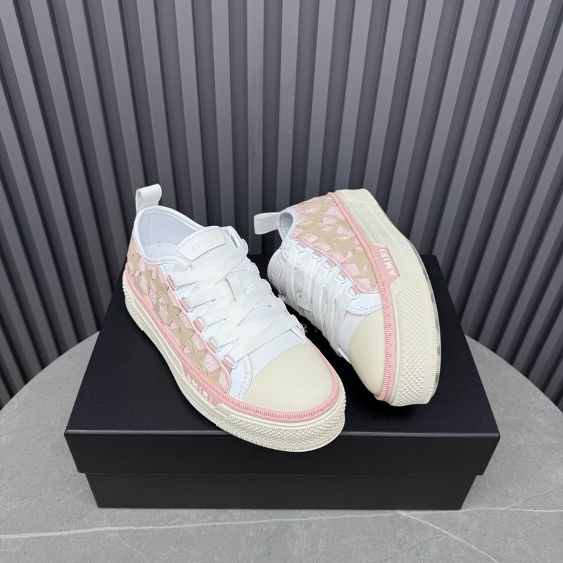 AMIRI White & Pink Low-Top Sneakers with Beige Star Details