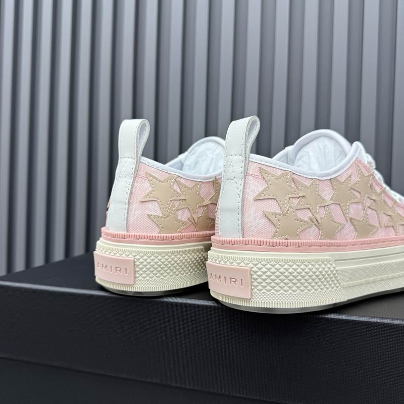 AMIRI White & Pink Low-Top Sneakers with Beige Star Details