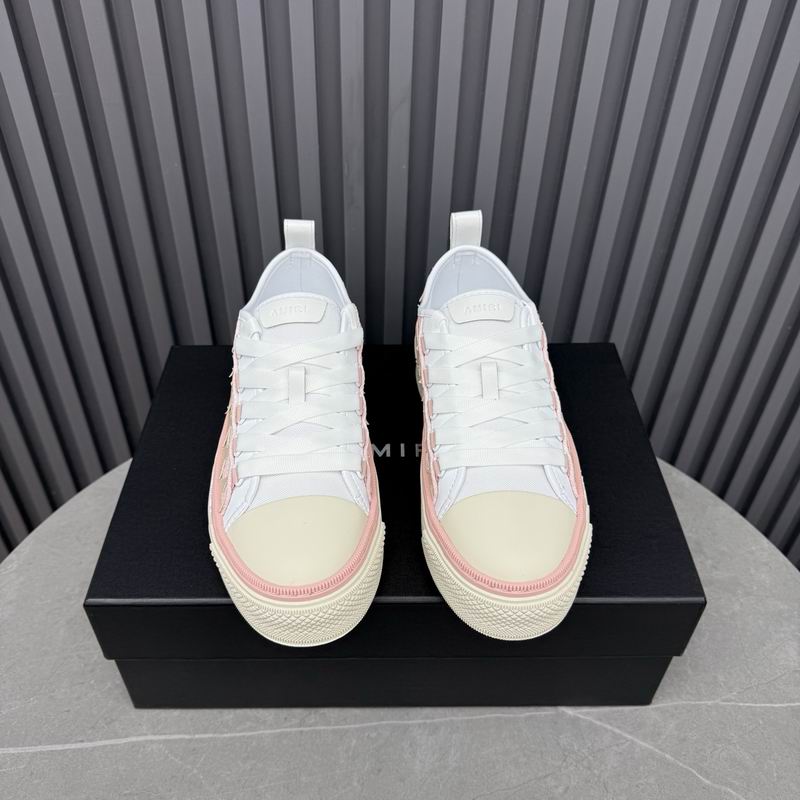 AMIRI White & Pink Low-Top Sneakers with Beige Star Details