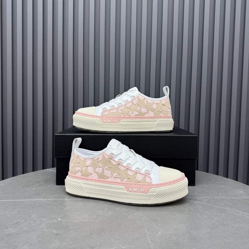 AMIRI White & Pink Low-Top Sneakers with Beige Star Details