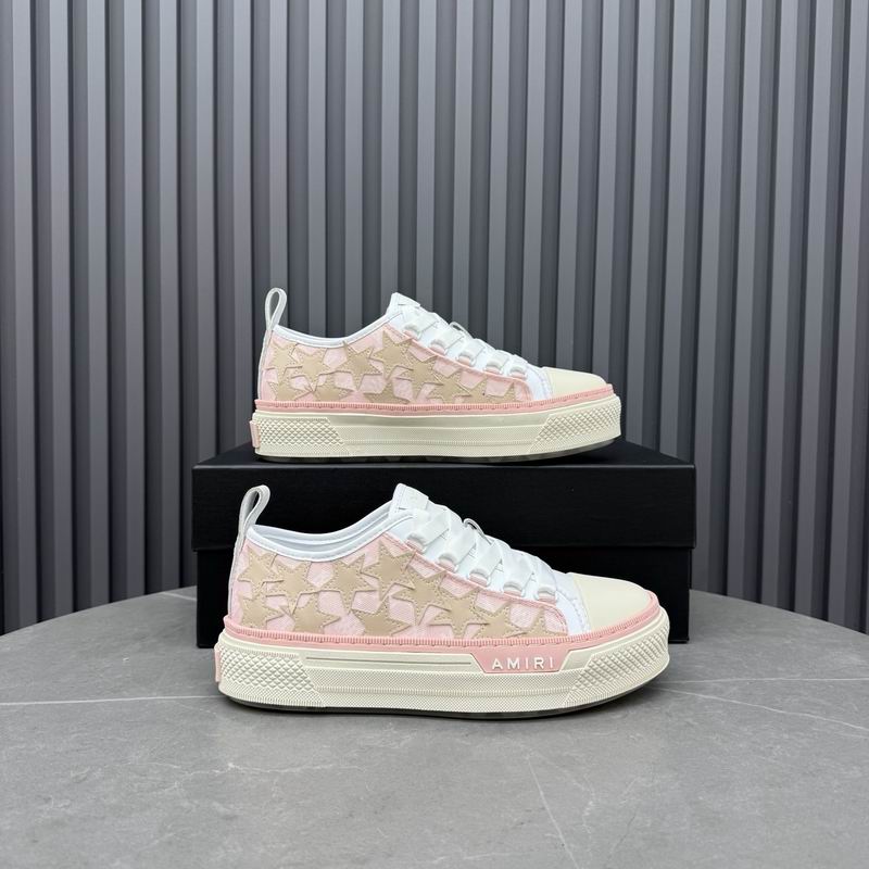 AMIRI White & Pink Low-Top Sneakers with Beige Star Details