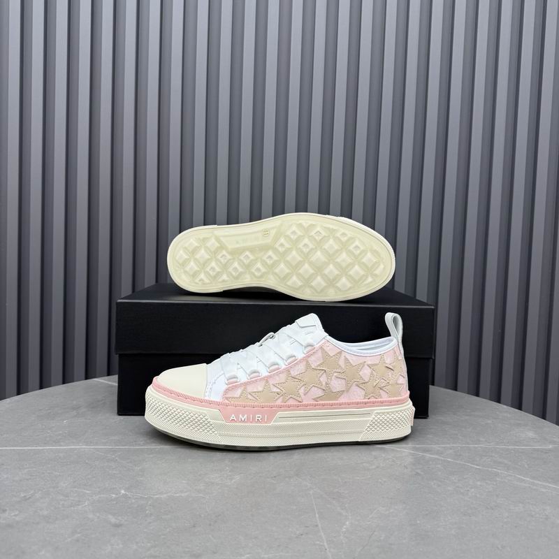 AMIRI White & Pink Low-Top Sneakers with Beige Star Details