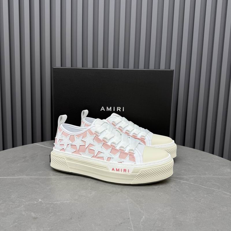 AMIRI Pink & White Low-Top Sneakers with Shimmering Stars