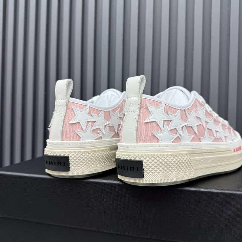 AMIRI Pink & White Low-Top Sneakers with Shimmering Stars