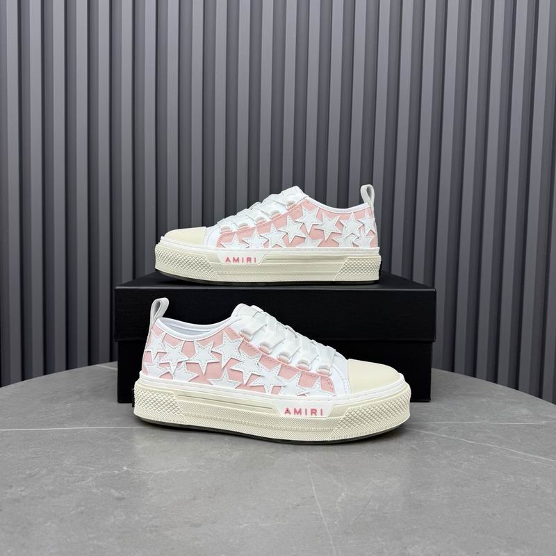 AMIRI Pink & White Low-Top Sneakers with Shimmering Stars