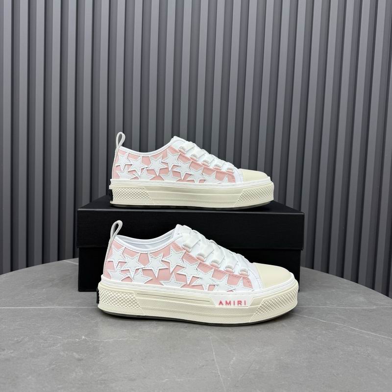 AMIRI Pink & White Low-Top Sneakers with Shimmering Stars