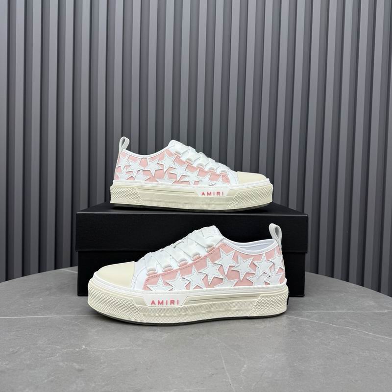 AMIRI Pink & White Low-Top Sneakers with Shimmering Stars