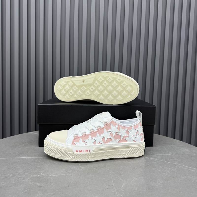 AMIRI Pink & White Low-Top Sneakers with Shimmering Stars