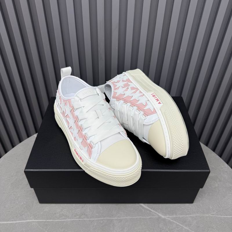 AMIRI Pink & White Low-Top Sneakers with Shimmering Stars