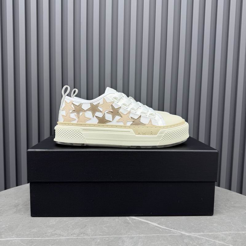 AMIRI White & Cream Low-Top Sneakers with Beige & Bronze-Tone Stars