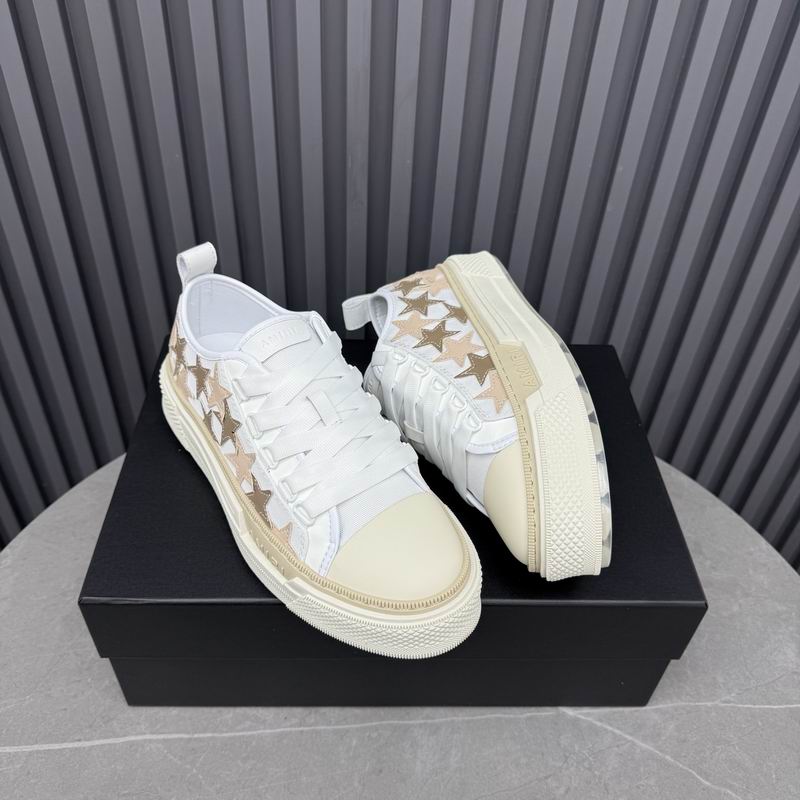 AMIRI White & Cream Low-Top Sneakers with Beige & Bronze-Tone Stars