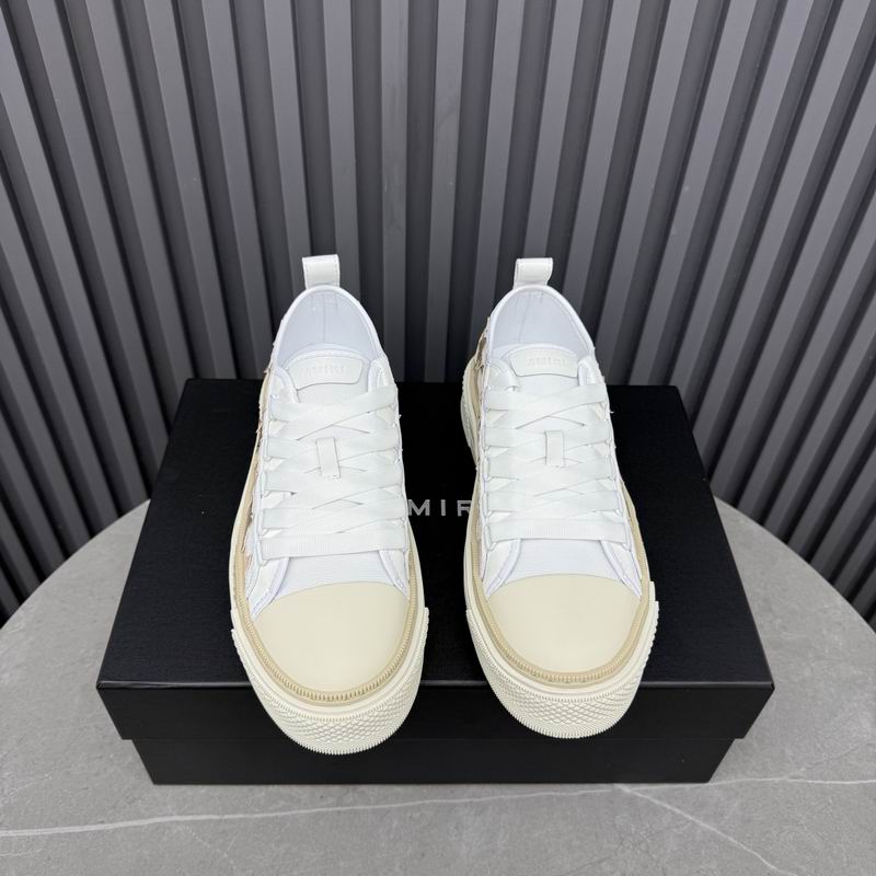 AMIRI White & Cream Low-Top Sneakers with Beige & Bronze-Tone Stars