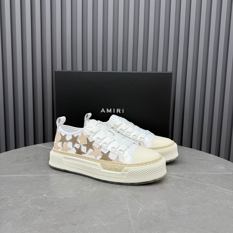 AMIRI White & Cream Low-Top Sneakers with Beige & Bronze-Tone Stars