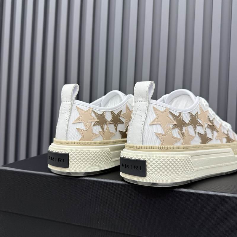 AMIRI White & Cream Low-Top Sneakers with Beige & Bronze-Tone Stars