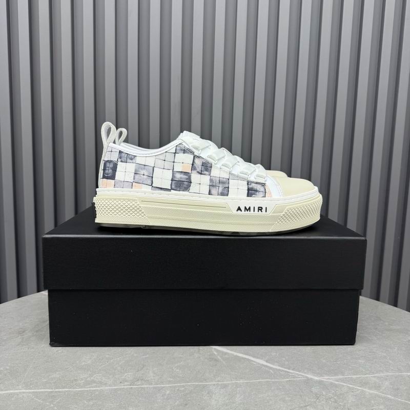 AMIRI White & Gray Checkered Low-Top Sneakers