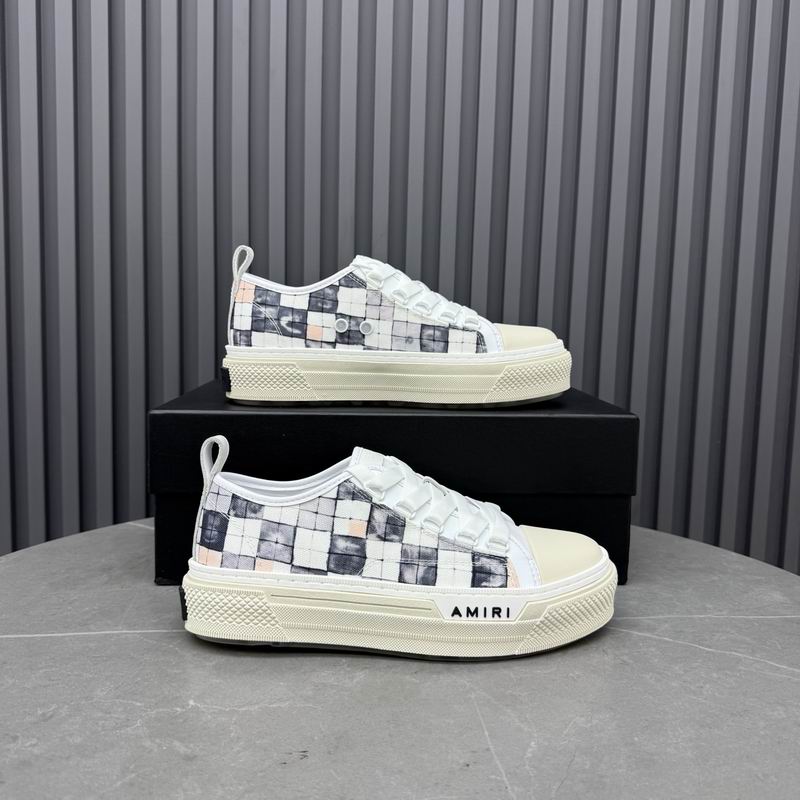 AMIRI White & Gray Checkered Low-Top Sneakers