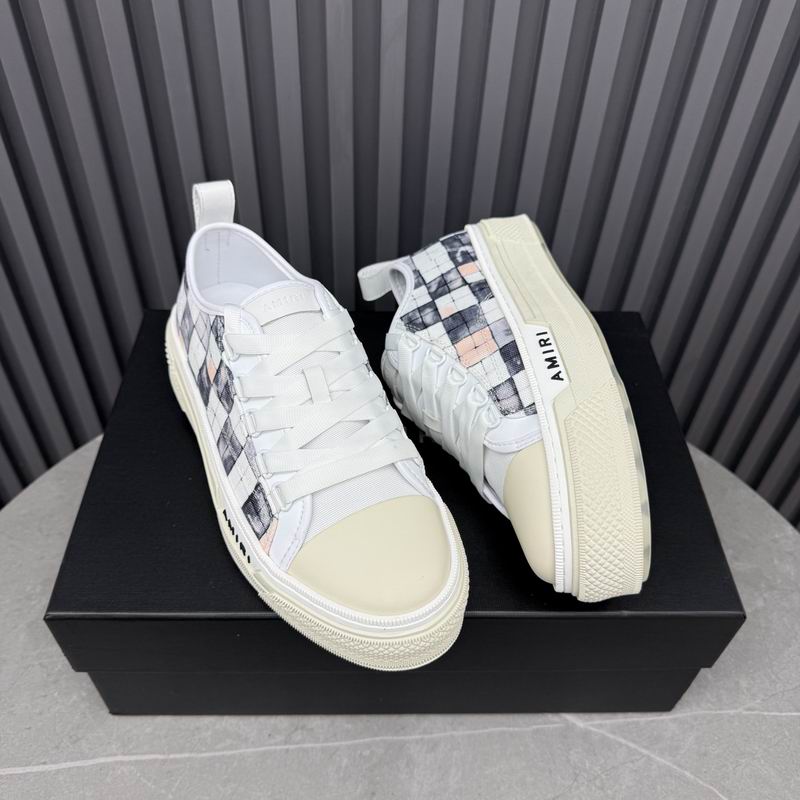 AMIRI White & Gray Checkered Low-Top Sneakers