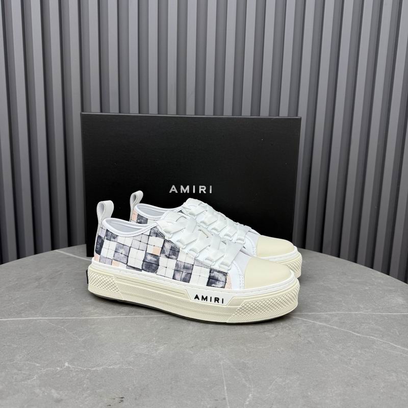 AMIRI White & Gray Checkered Low-Top Sneakers