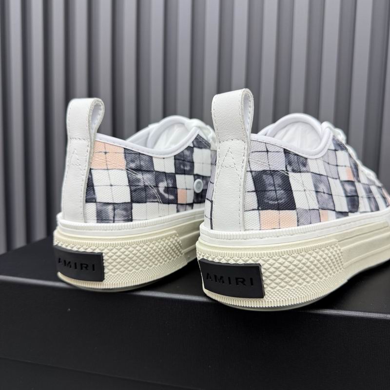 AMIRI White & Gray Checkered Low-Top Sneakers