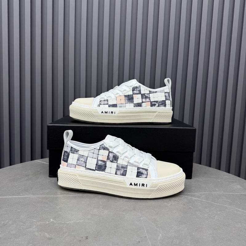 AMIRI White & Gray Checkered Low-Top Sneakers