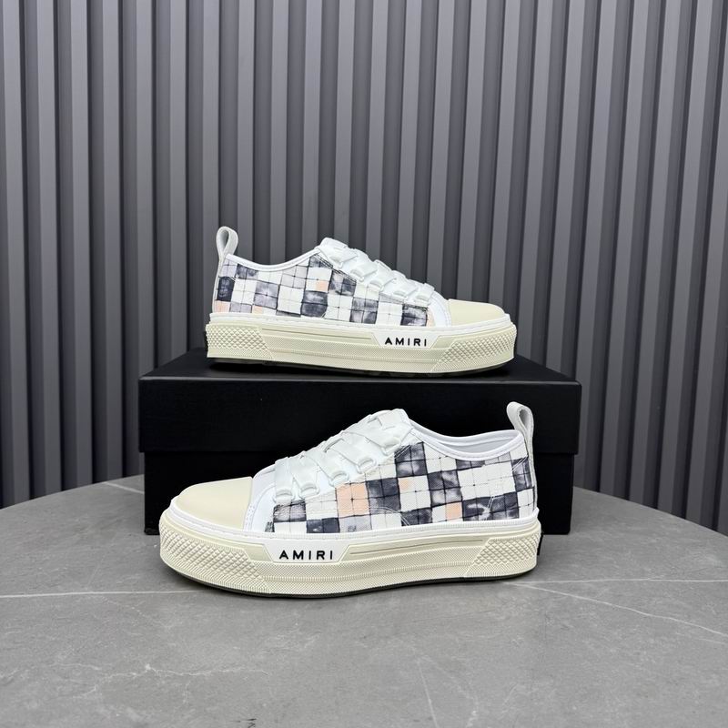 AMIRI White & Gray Checkered Low-Top Sneakers