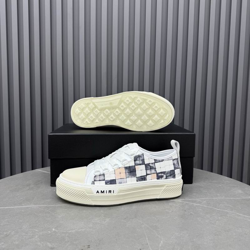 AMIRI White & Gray Checkered Low-Top Sneakers