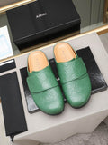 AMIRI Green Embossed Slip-On Mules