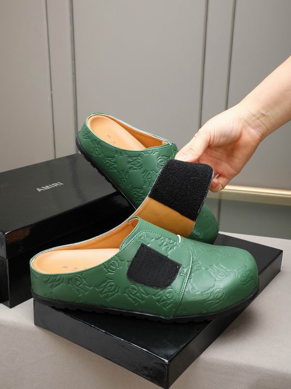 AMIRI Green Embossed Slip-On Mules