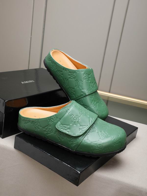 AMIRI Green Embossed Slip-On Mules