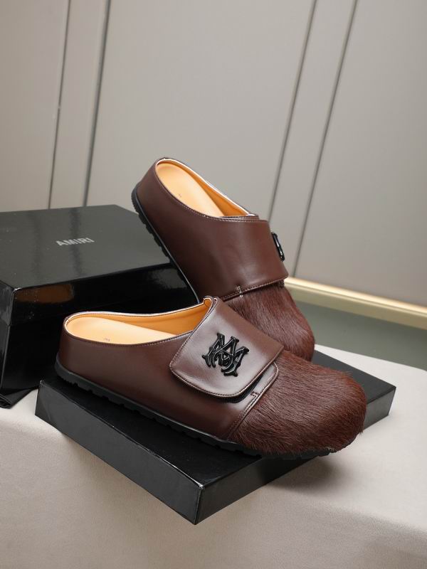 AMIRI Brown Textured-Toe Slip-On Mules