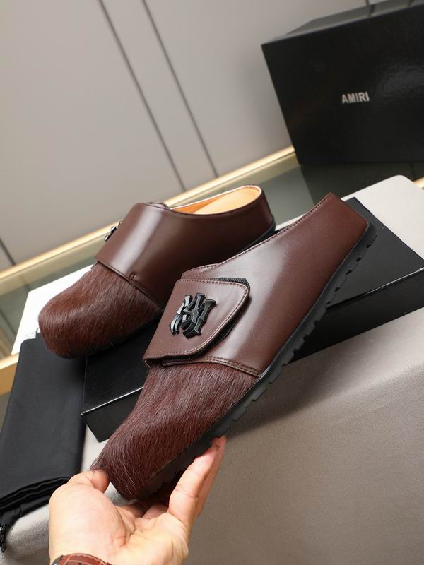AMIRI Brown Textured-Toe Slip-On Mules