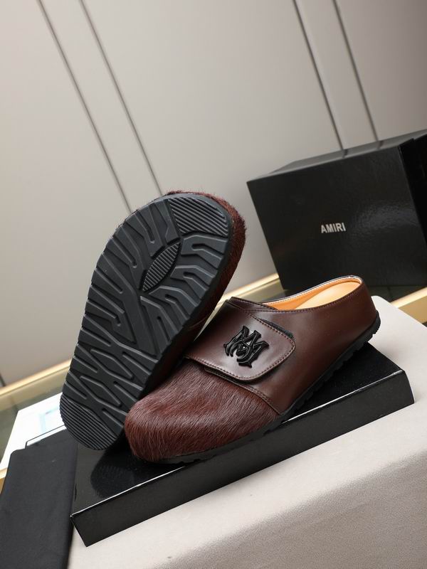AMIRI Brown Textured-Toe Slip-On Mules
