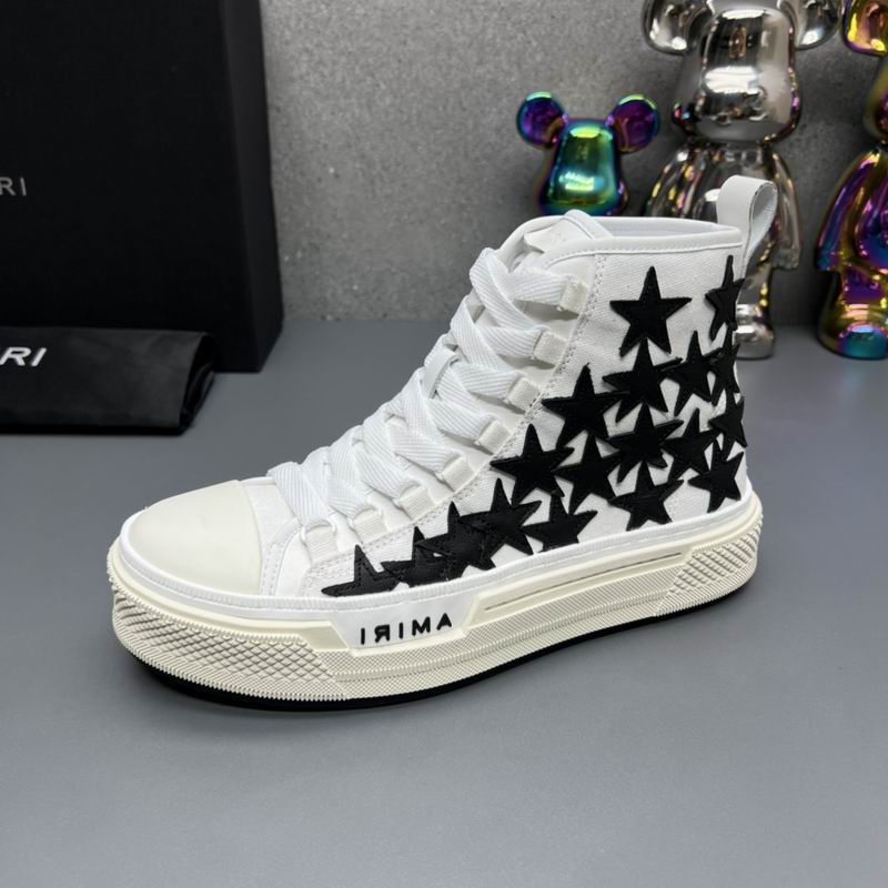 AMIRI White High-Top Sneakers with Black Star Details