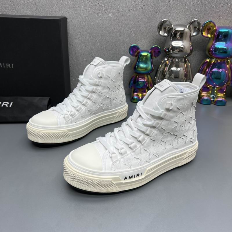 AMIRI White Star-Detail Lace-Up High-Top Sneakers