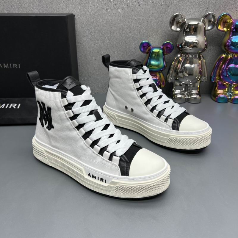 AMIRI Black & White Lace-Up High-Top Sneakers