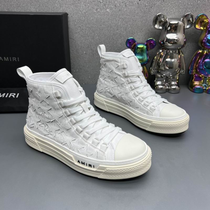 AMIRI White Star-Detail Lace-Up High-Top Sneakers